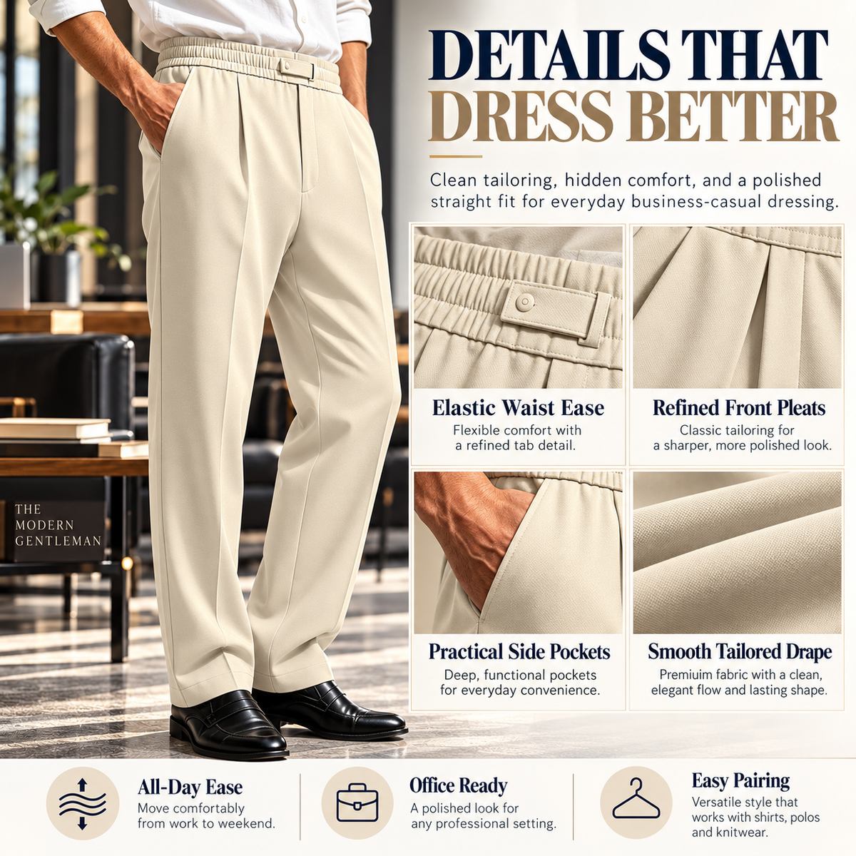📢🎉 50 % rabatt!!! 🛍️✨EaseTailor Flex  Straight-Fit Pants SMART COMFORT. SHARP IMPRESSION.