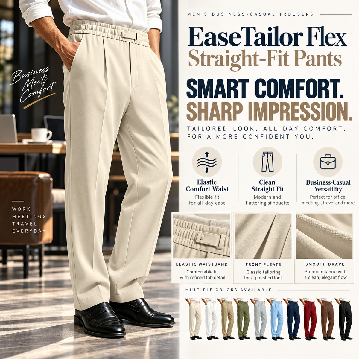 📢🎉 50 % rabatt!!! 🛍️✨EaseTailor Flex  Straight-Fit Pants SMART COMFORT. SHARP IMPRESSION.