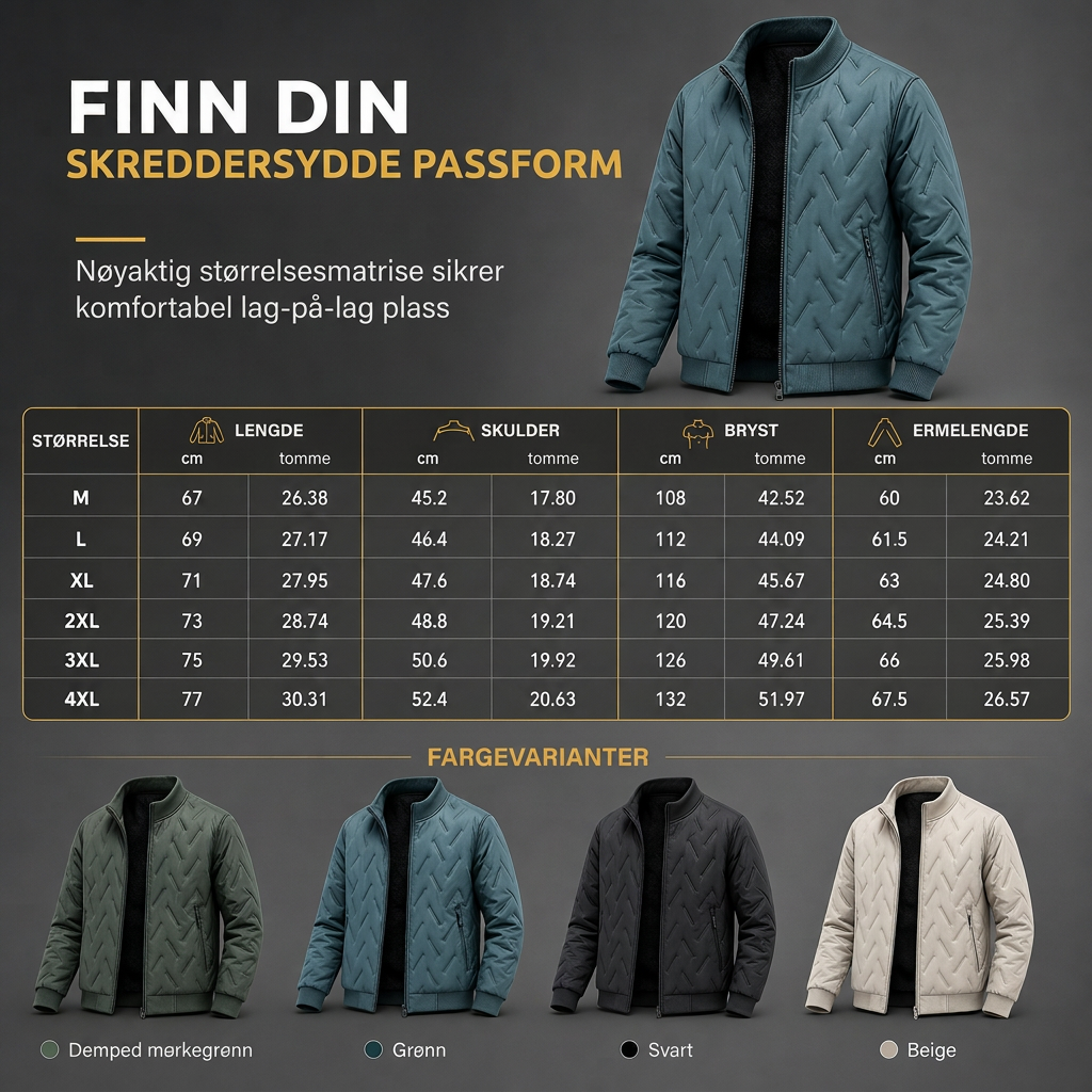 📢🎉 50 % rabatt!!! 🛍️✨ Vinterjakke til herre med fleecefôr og vattering