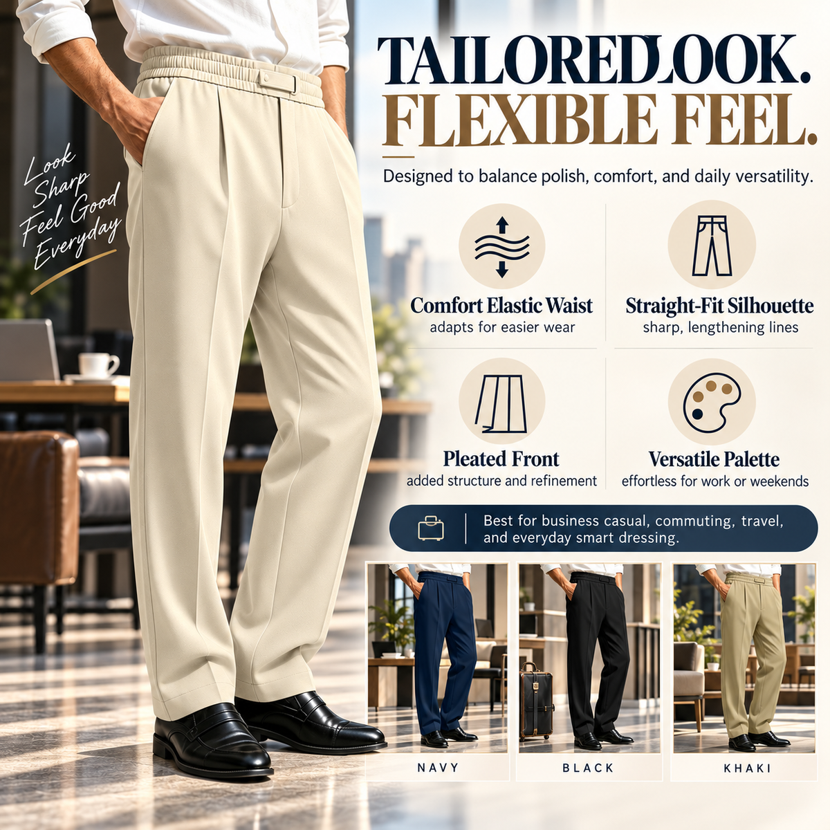 📢🎉 50 % rabatt!!! 🛍️✨EaseTailor Flex  Straight-Fit Pants SMART COMFORT. SHARP IMPRESSION.